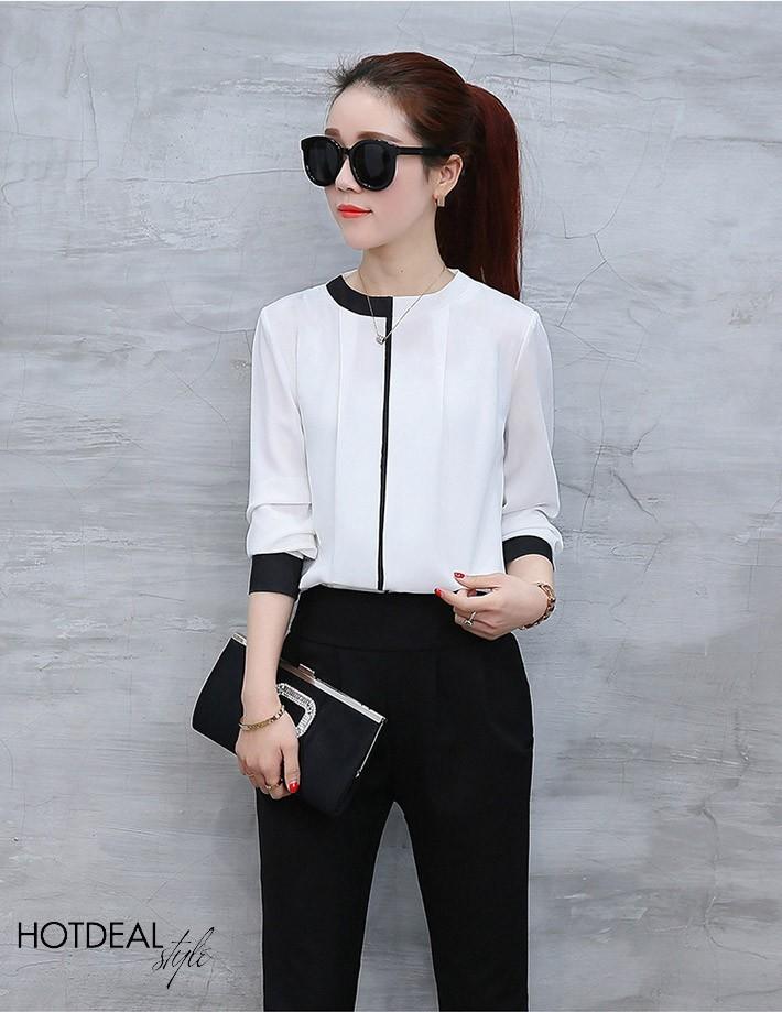 Áo Kiểu Phối Màu