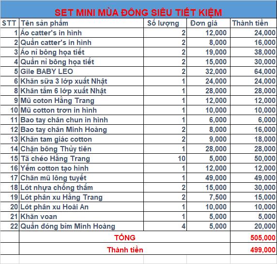 COMBO SET MINI MÙA ĐÔNG SIÊU TIẾT KIỆM