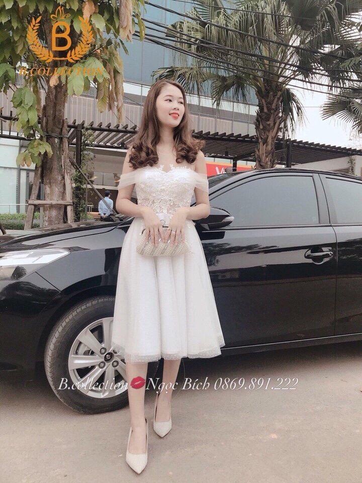 [HCM]Đầm Xòe Ren Thêu Nổi Dễ Thương