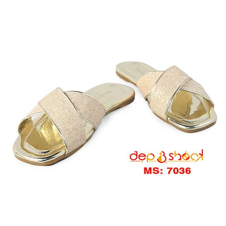 Dép nữ quai chéo ánh kim bigsize