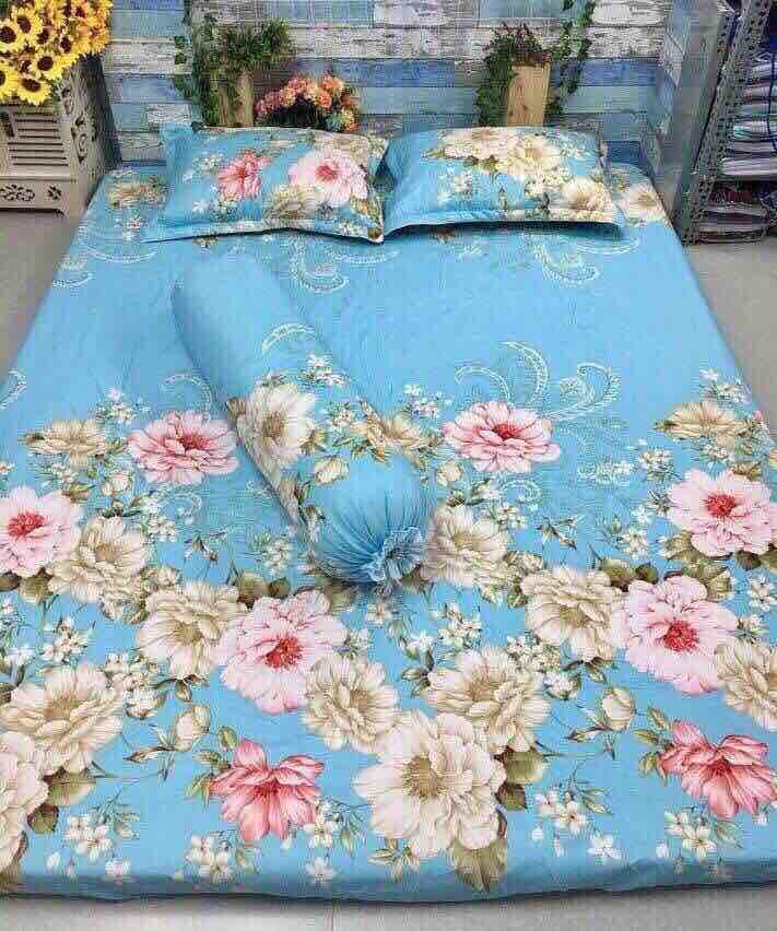 Bộ Ga Gối 3 Món , Hoa Trà Xanh , Chất Liệu Bền Đẹp, Không Phai, Không Xù, Mẫu Mã Kích Cỡ Đa Dạng