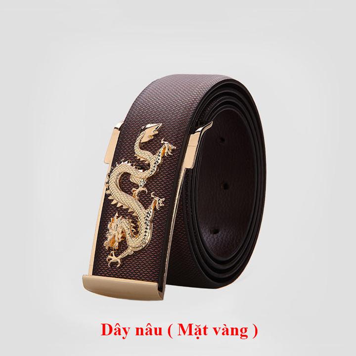 [HCM SHIP NHANH]Thắt lưng nam hình con rồng DN31 (Dây nâu, mặt vàng)