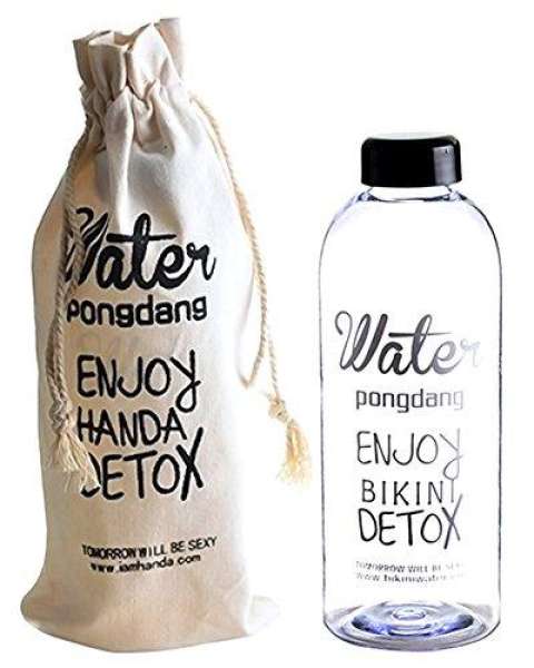 Bình nước Detox đẹp \" Water Pongdang\" 1000 ml ( màu trong suốt ) + 1 Túi Vải - SK2006