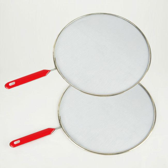 Combo 2 Nắp Vung Lưới Chắn Dầu Mỡ Inox có cán