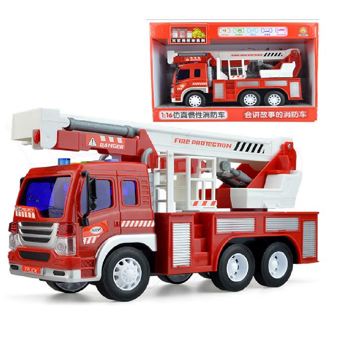 Mô hình xe cứu hỏa bằng nhựa xe ô tô đồ chơi trẻ em tỉ lệ 1:16 có âm thanh và đèn
