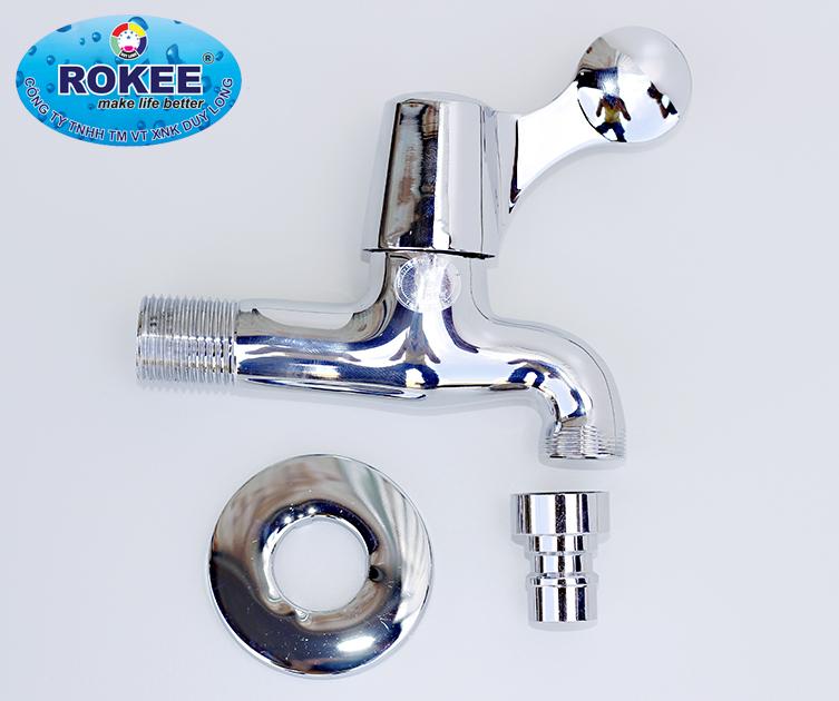 Vòi hồ có mỏ - vòi máy giặt Rokee RD606 (Trắng bạc)