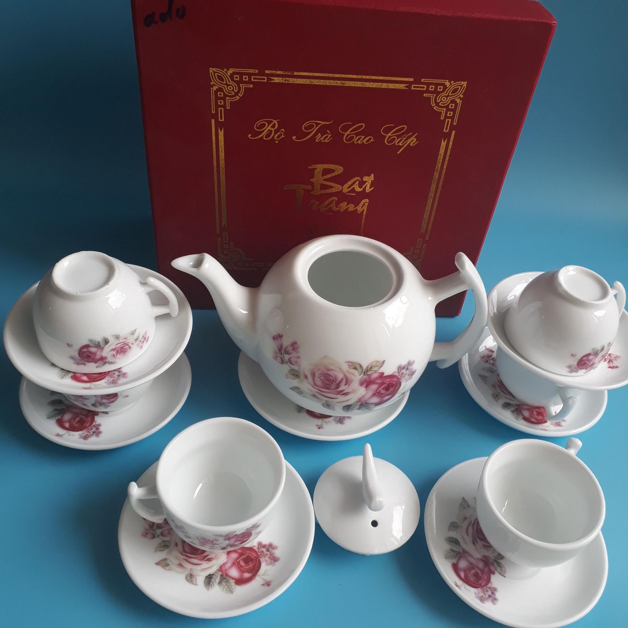 Bộ ấm chén uống trà Bát Tràng ( trắng)