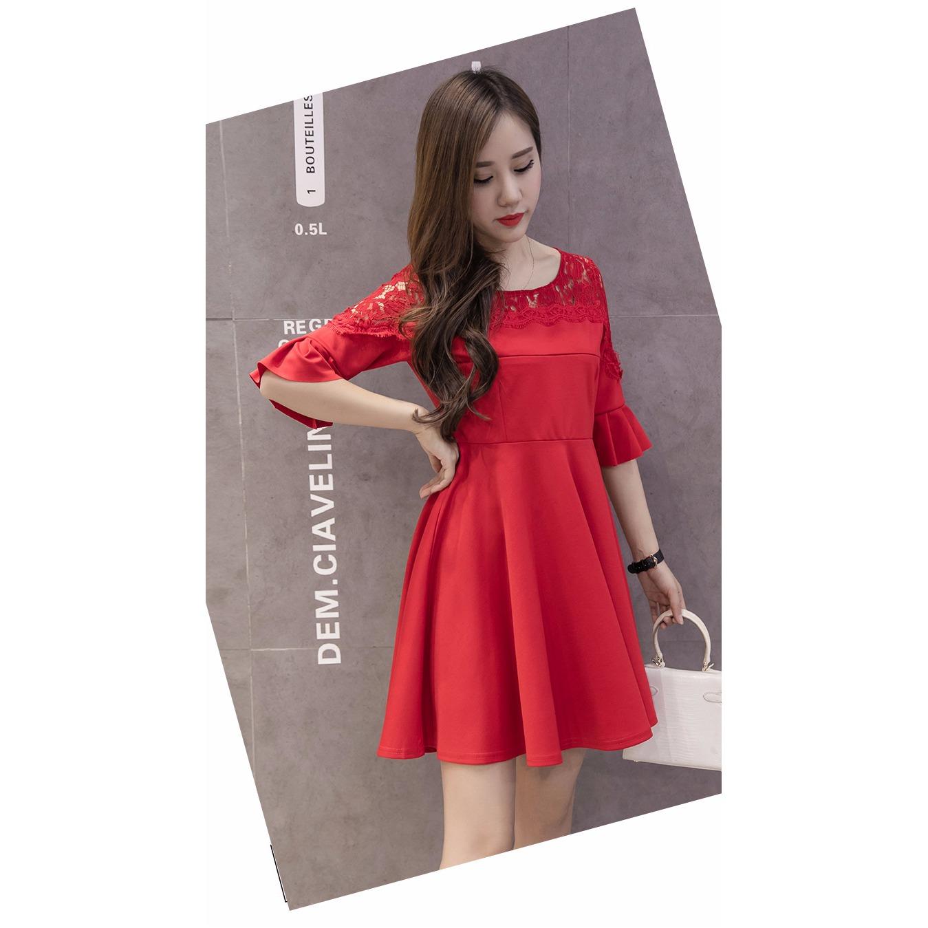 Đầm (Váy) Bầu Xòe Đỏ