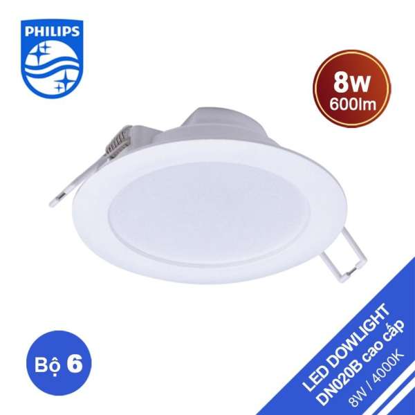 Bộ 6 bóng đèn Philips LED Downlight âm trần DN020B 8W 4000K - Ánh sáng trung tính