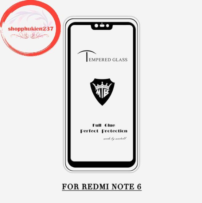 [HCM]KÍNH CƯỜNG LỰC XIAOMI REDMI NOTE 6  NOTE 6 PRO KÍNH FULL 5D CAO CẤP (ĐEN)