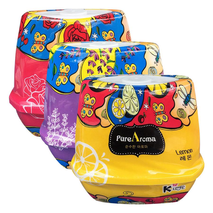 Bộ 3 Sáp thơm phòng khử mùi phòng tắm, phòng ngủ PureAroma Hàn Quốc (3 mùi khác nhau) 180g HLS74