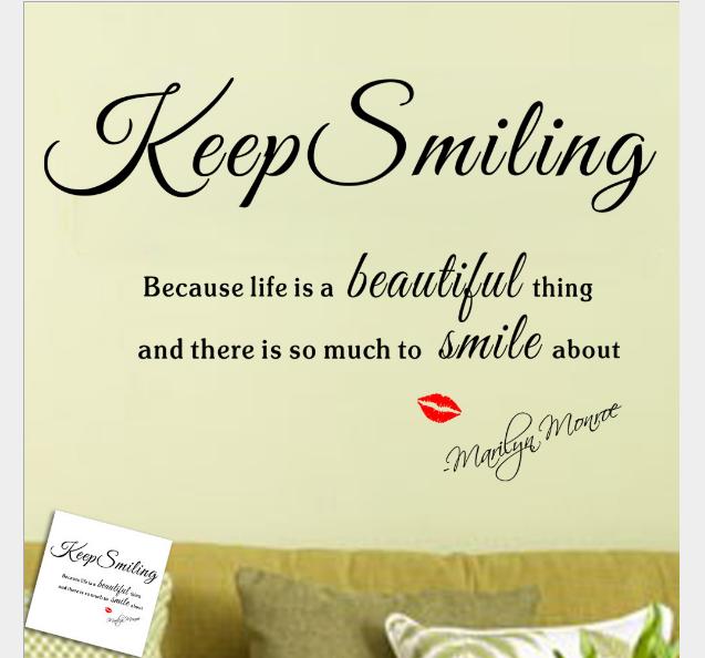 Decan dán tường chữ nghệ thuật keep smiling- ZY8163-46