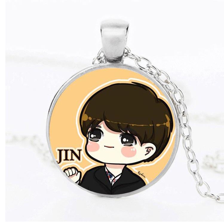 Dây chuyền mặt chibi BTS cute (dây bạc)