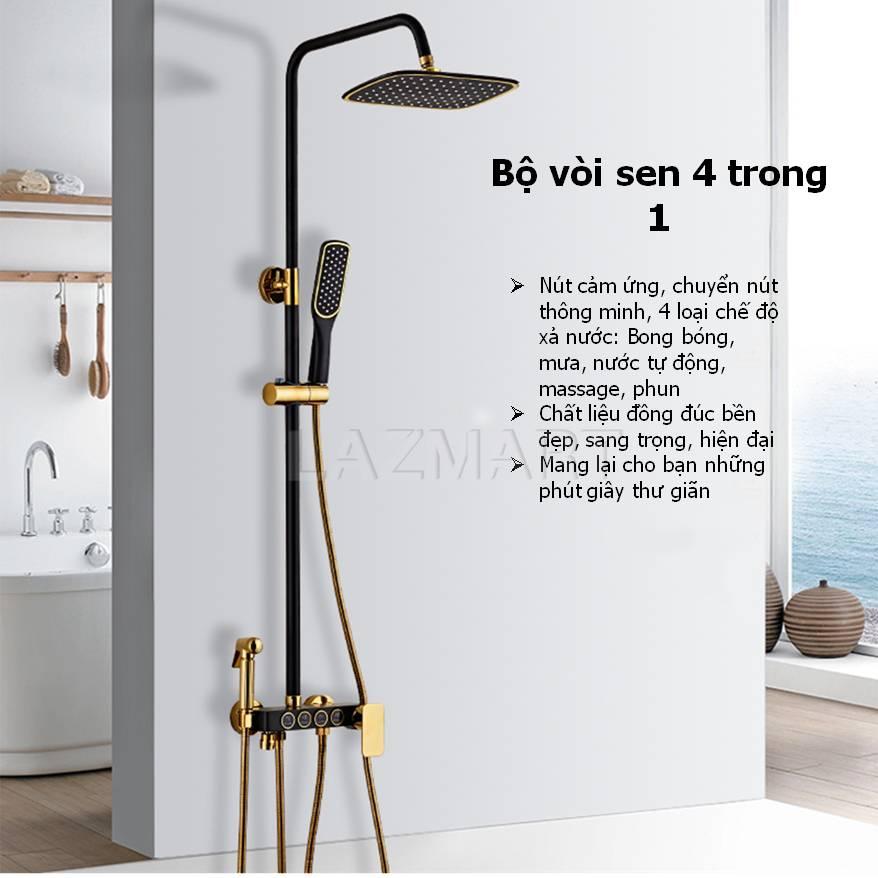 Vòi Hoa Sen, Bộ Vòi Sen Tắm Inox, Bộ Vòi Sen 4 Trong 1 Loại Có Tay Cầm, Chất Liệu Đồng Đúc Cao Cấp, Thiết Kế Sang Trọng Tôn Nên Vẻ Đẹp Ngôi Nhà Bạn.