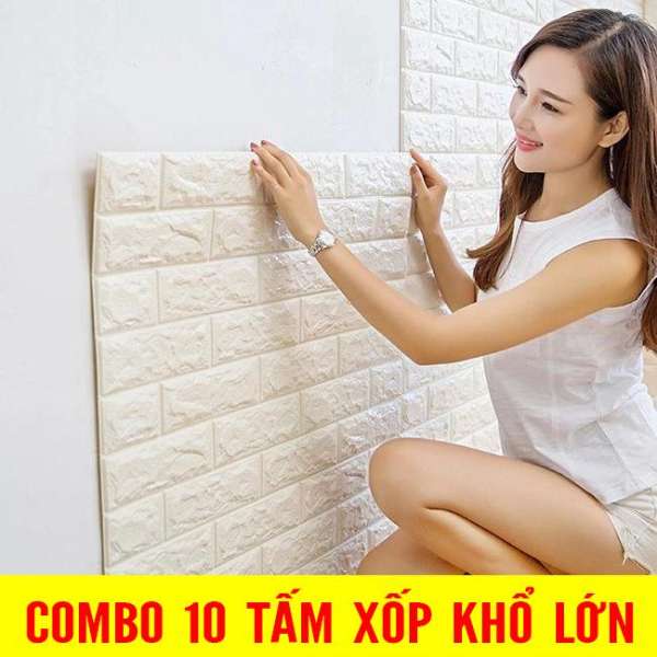 10 tấm Xốp Dán Tường 3D Giả Gạch Bóc Dán / Chịu lực, chống nước, chống ẩm mốc / 70x77cm