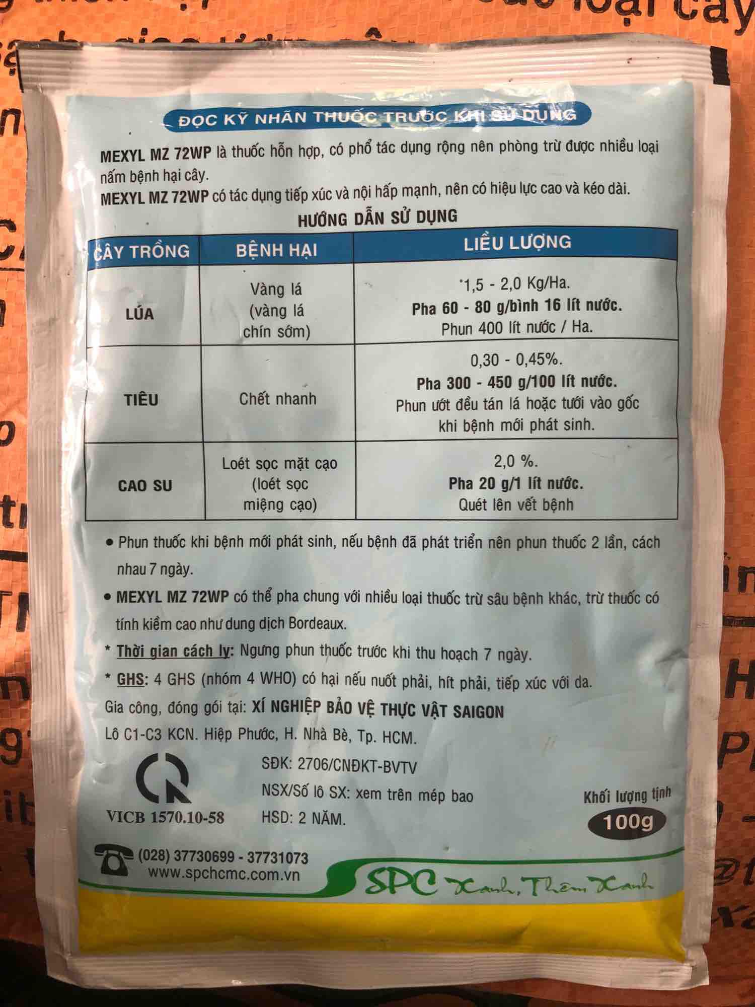 Thuốc trừ bệnh vàng lá, thối rể Mexyl MZ 72WP (GÓI LỚN 100GR)