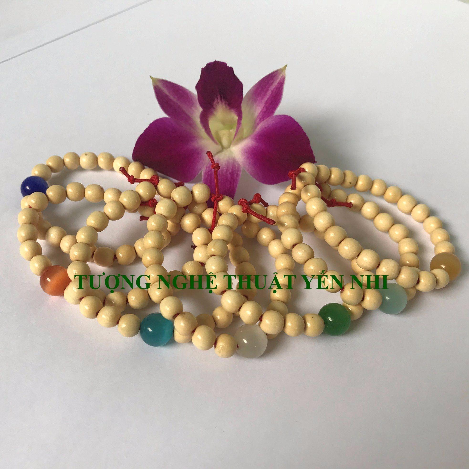 Vòng Dâu tằm trừ tà đính đá Mắt mèo