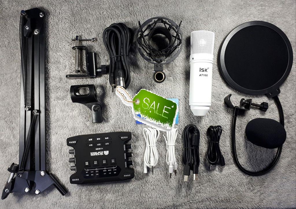 COMBO MIC THU ÂM ISK AT100 + SOUND CARD K10S 2018