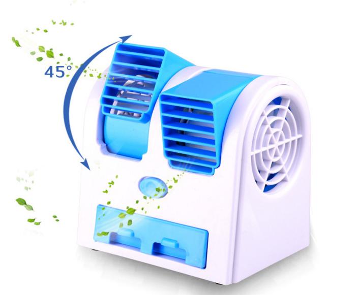 Quạt đá điều hòa mini 2 cửa gió chạy điện 5V hoặc 3 pin AA (Xanh dương) 1000000340