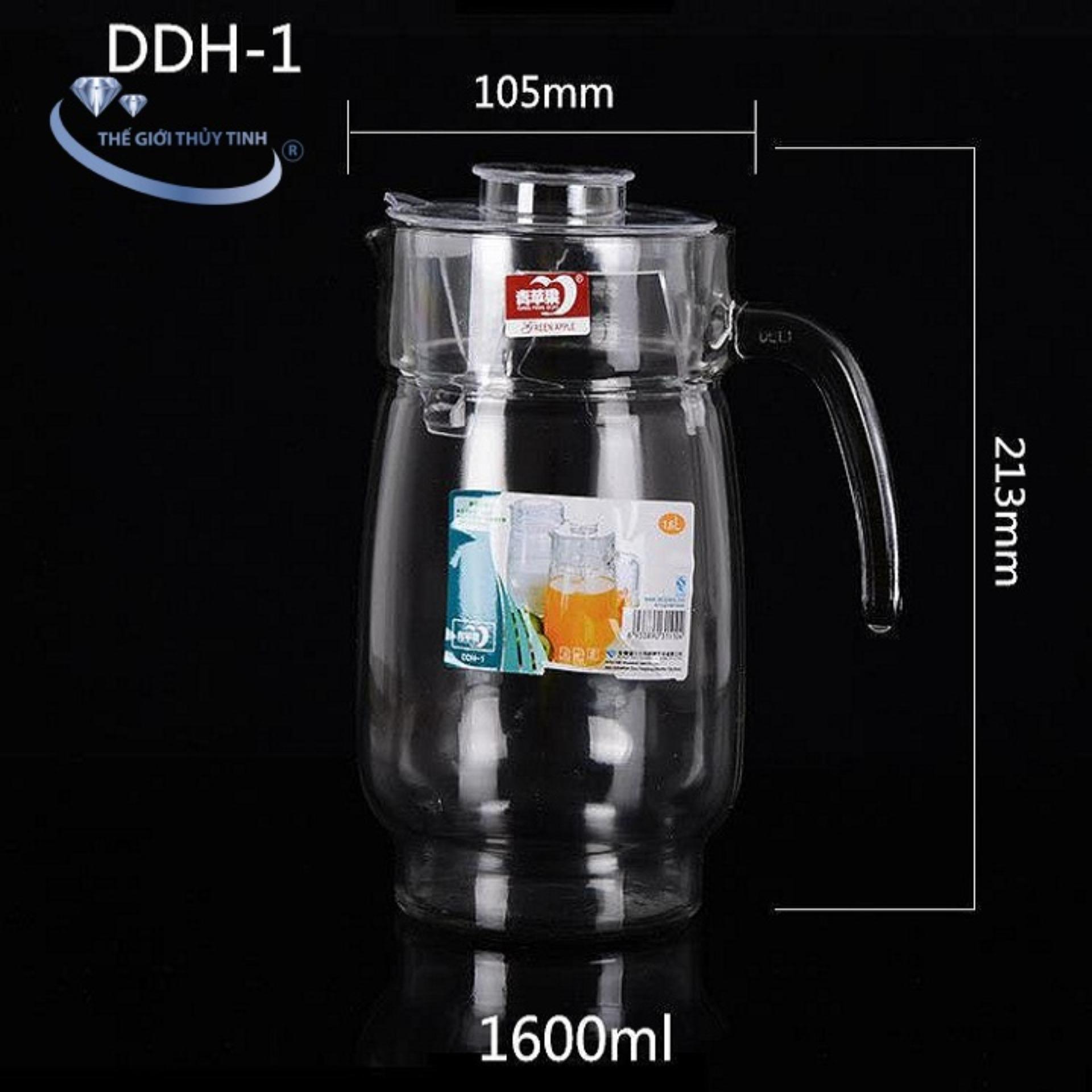 Bình Thủy Tinh Có Quai Miệng Rót Nước 1.6 Lít DELI