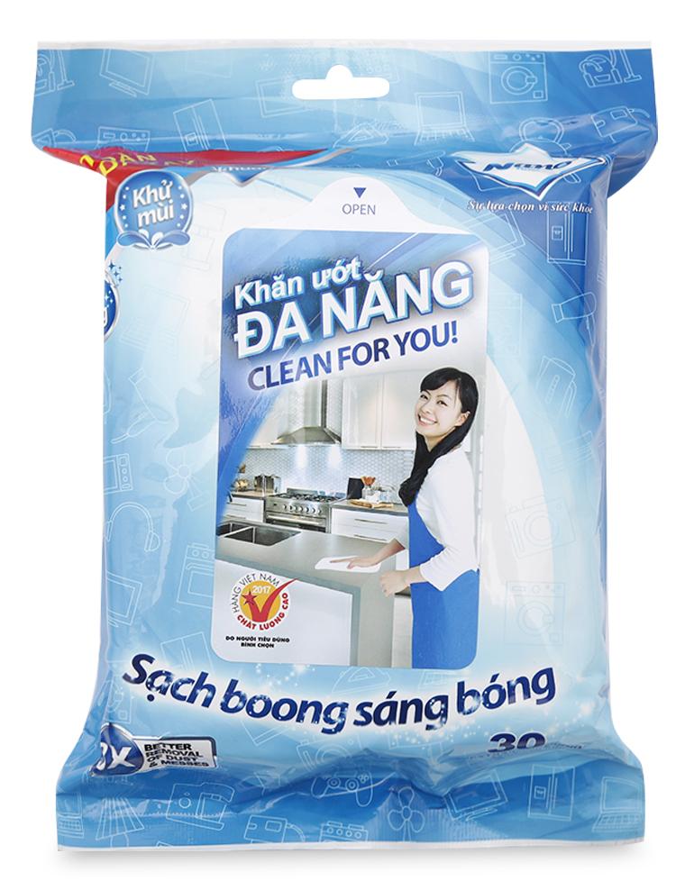 ( cập nhật mẫu mới) KHĂN ƯỚT ĐA NĂNG NANO 30 TỜ