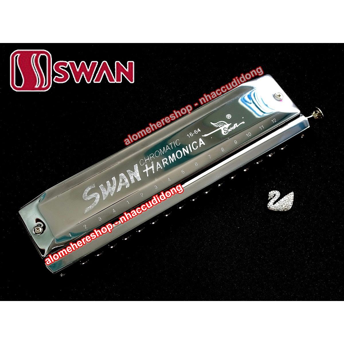 Kèn harmonica chromatic Swan SW1664 16 lỗ (Bạc)