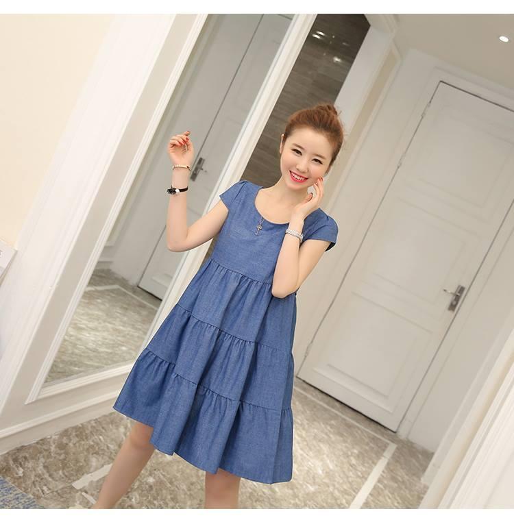 Đầm (Váy) Bầu Giả Bò Tầng Cộc Tay