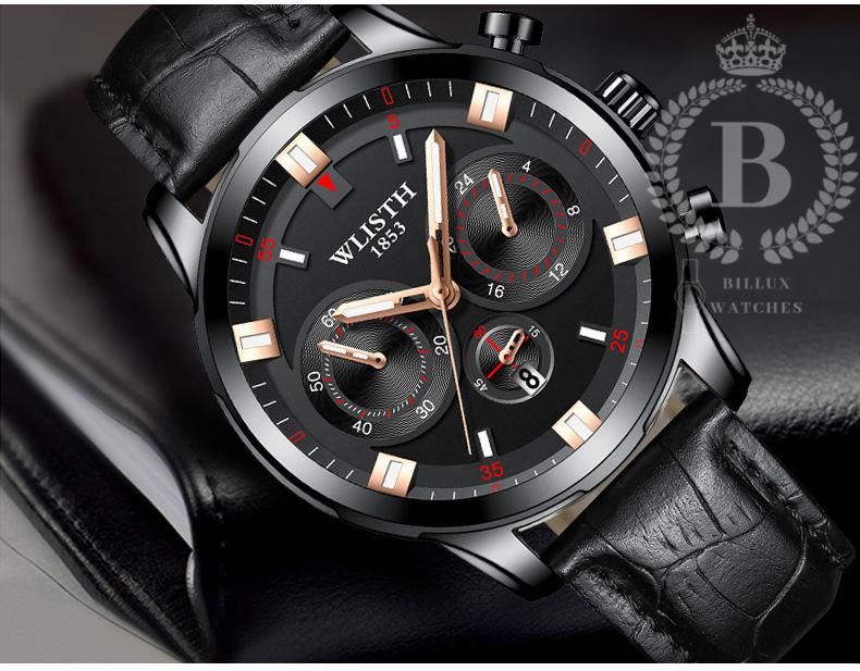 Đồng hồ Nam Wlisth 1853 (S508) dây da - 42mm (Đen) [WLTMT002]