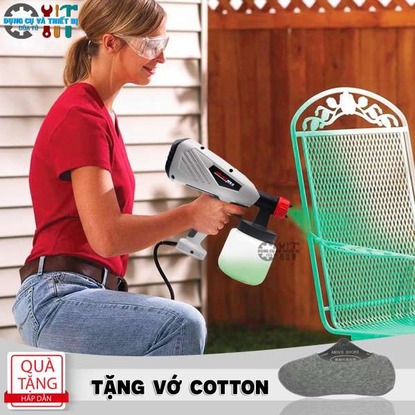 MÁY PHUN SƠN BẰNG ĐIỆN CẦM TAY CÔNG SUẤT 600W  KHÔNG CẦN BÌNH NÉN KHI GỌN GÀNG TIỆN LỢI - TẶNG 1 ĐÔI VỚ CAO CẤP