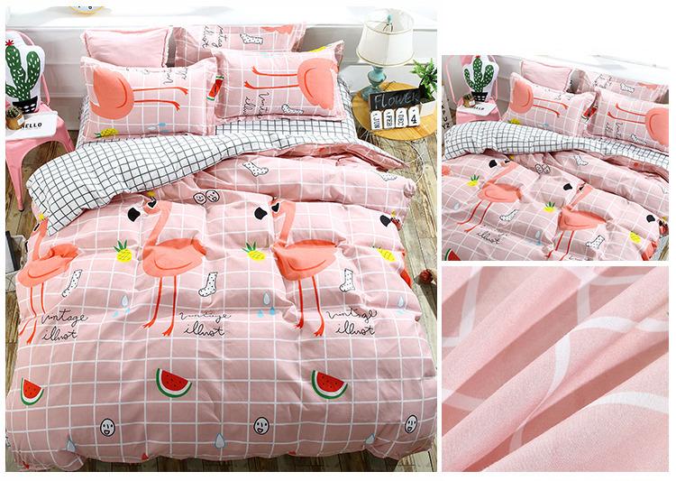 Set chăn ga Cotton Poly Hồng hạc nghỉ mát