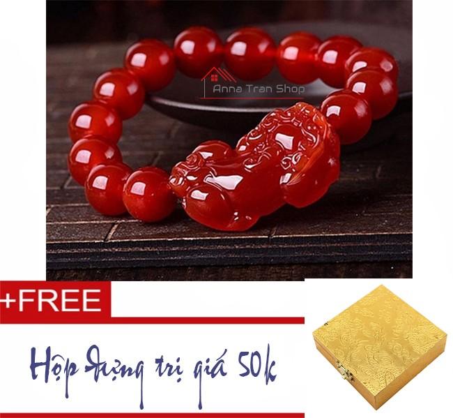 [HCM]Vòng tay đá mã não đỏ tỳ hưu 8ly HN15 có hộp quà