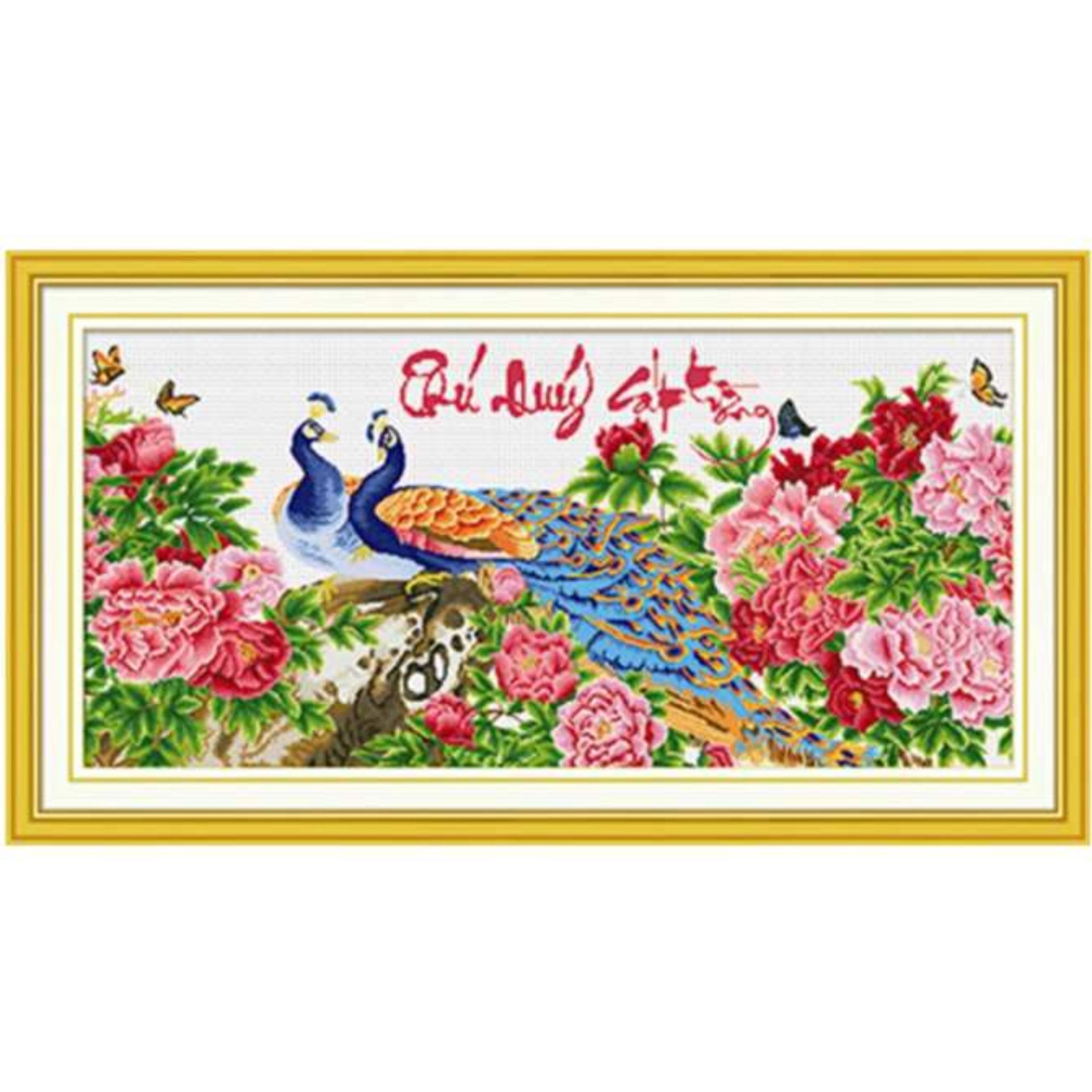 Tranh thêu chữ thập phú quý cát tường- 136x68cm- TN2618- Ngocthinhshop