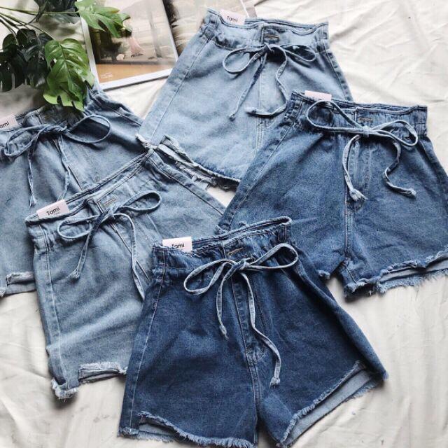 QUẦN SHORT JEAN NỮ CỘT NƠ LƯNG CAO 547