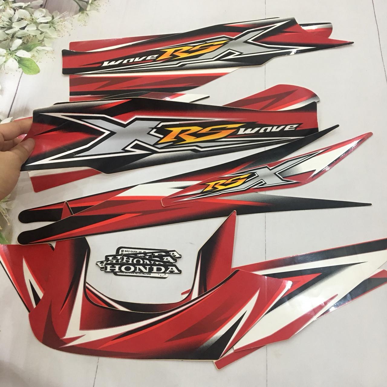 Trọn bộ tem 3 lớp dán sườn xe Wave RSX 110 màu ĐỎ ĐEN siêu nổi bật - A106