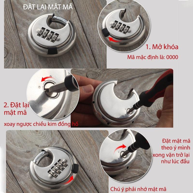 Khóa số chống cắt 4 mã số YB01 vỏ inox không gỉ
