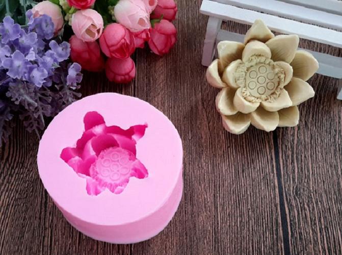 Khuôn silicon 3D Hoa sen làm thạch, bánh, xôi đậu