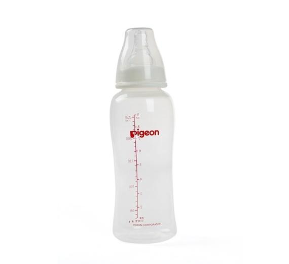 Combo Bình sữa Pigeon Streamline 250ml + vỉ 2 ty silicone cùng size