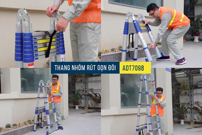 Thang nhôm chữ A rút gọn Advindeq ADT709B