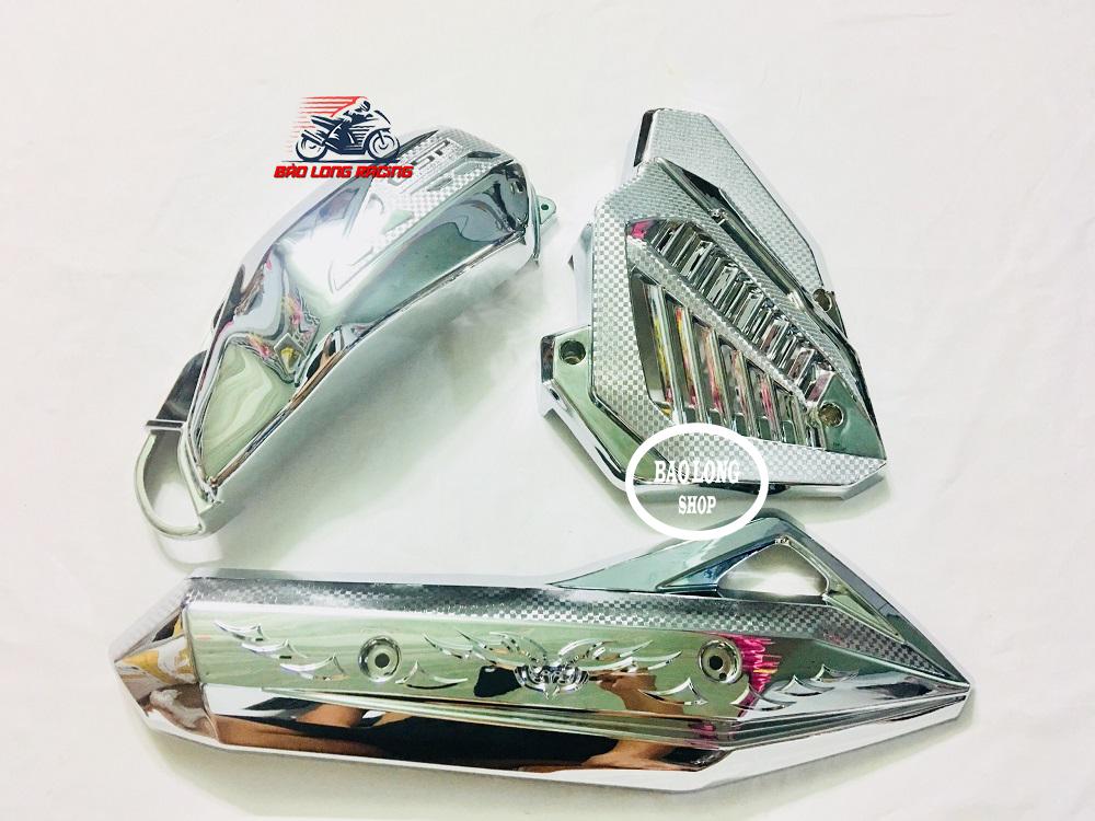 Combo Bộ 3 món Ốp Pô,Pô E,Két nước Xi Inox dành cho xe Airblade đời 20132015