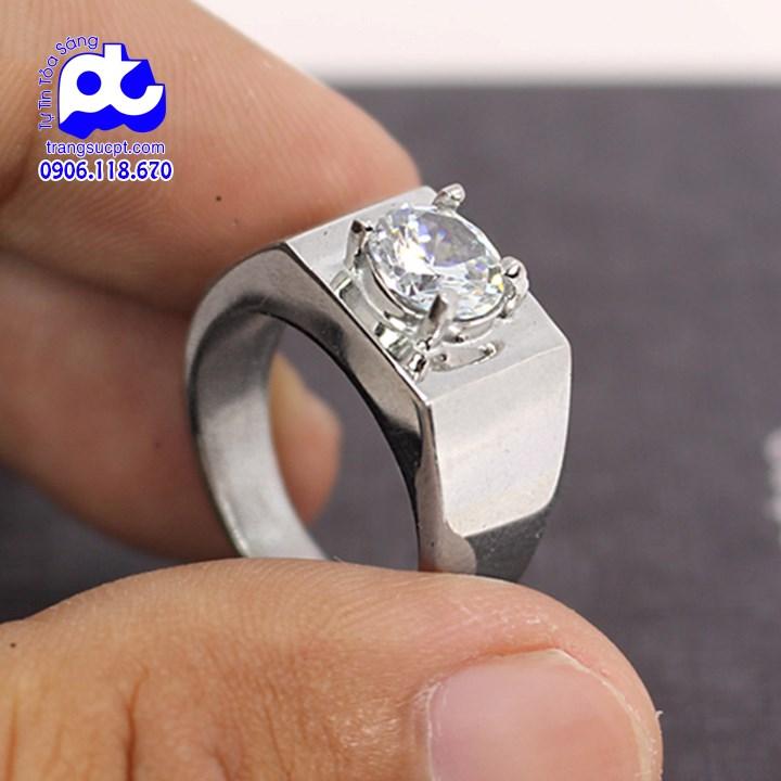 Nhẫn nam inox bảng trơn xoàn tròn trắng đẹp sang trọng