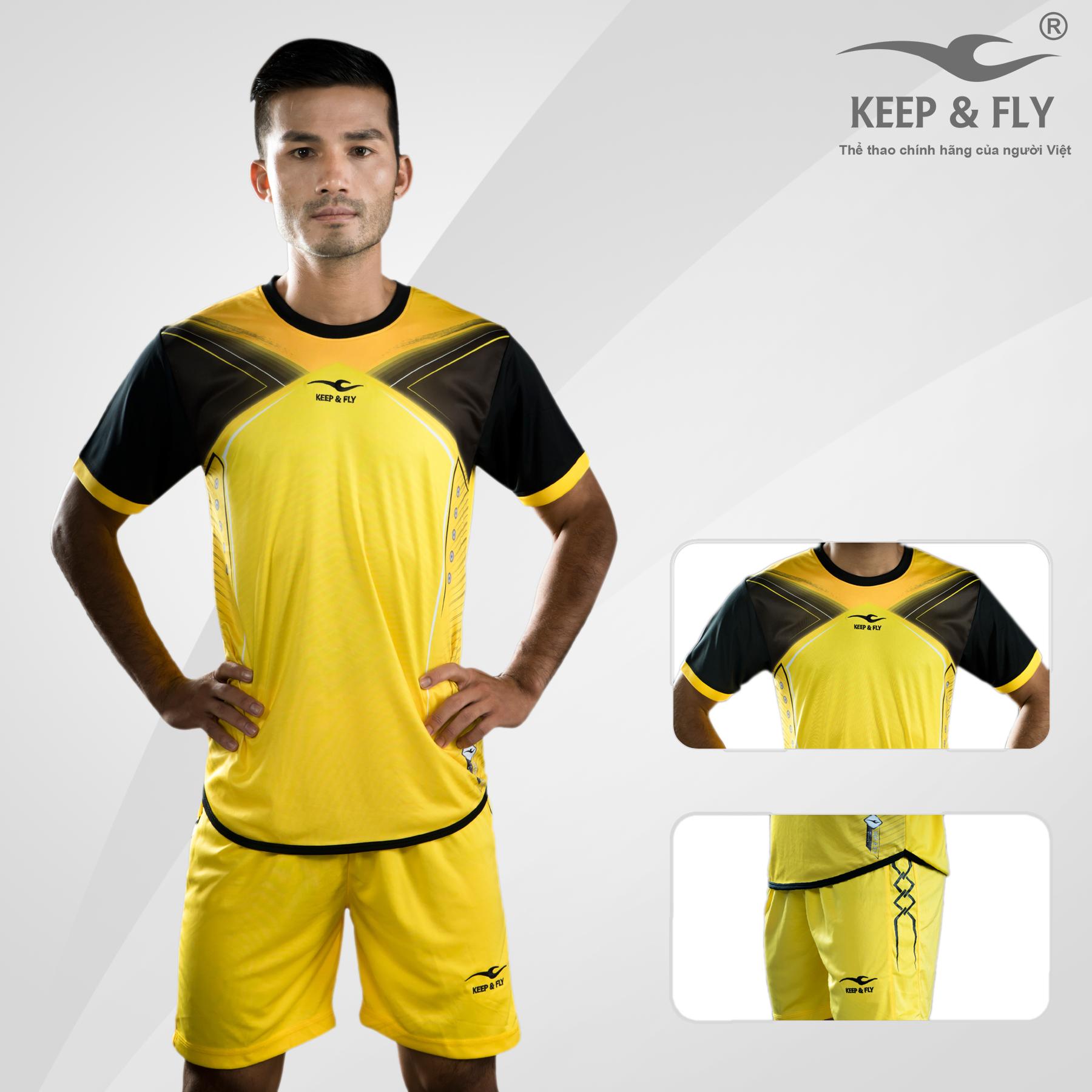 Bộ quần áo bóng đá cao cấp KEEP & FLY Brush Vàng