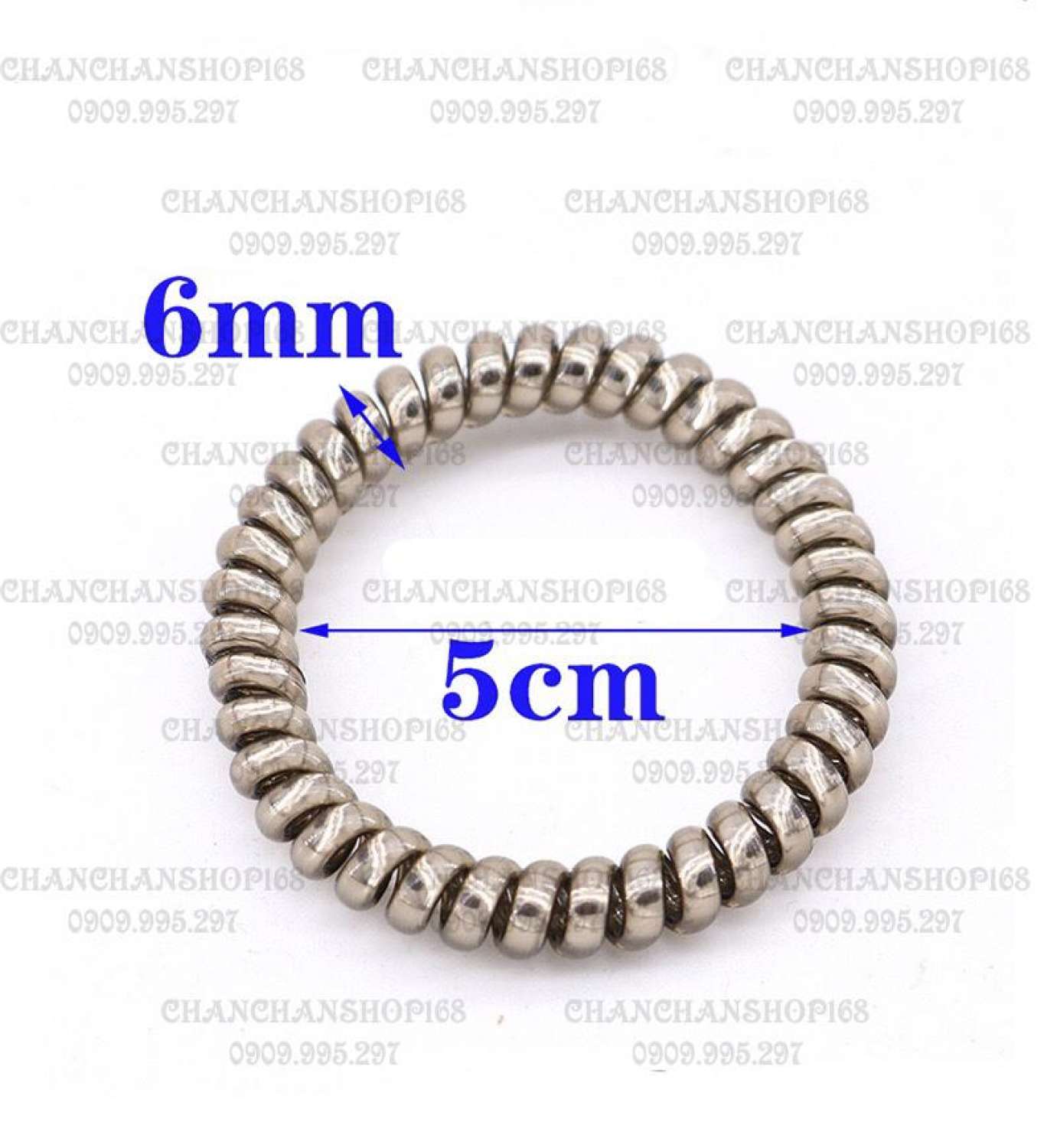 Combo 5 cột tóc lò xo nhũ bạc size lớn đủ màu