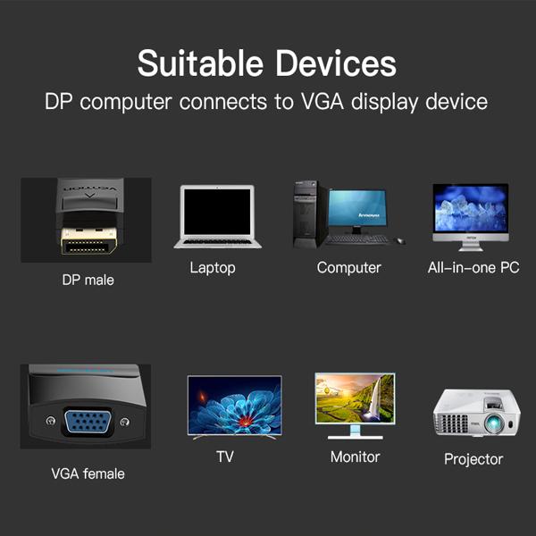 Cáp chuyển đổi DisplayPort sang VGA Vention HBFBB
