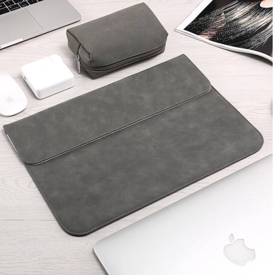 Bao da, túi da chống sốc cho laptop, macbook, surface kèm ví đựng phụ kiện