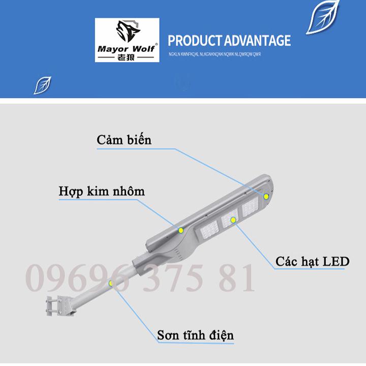 Đèn đường LED năng lượng mặt trời 60W