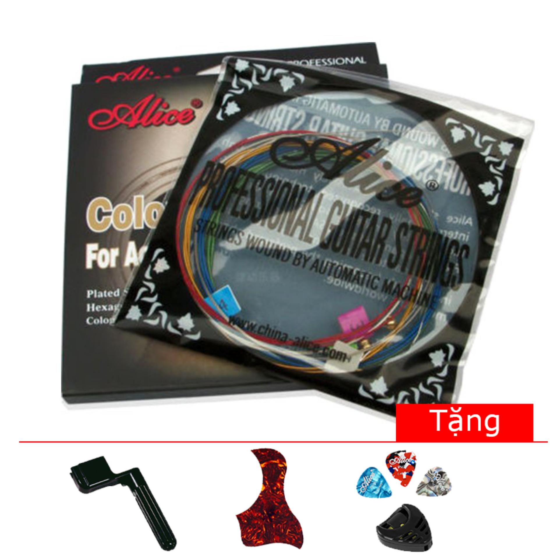 Dây đàn guitar Acoustic nhiều màu AW435C (tặng pick, hộp pick, dán chống xước, tay quay lên dây đàn)