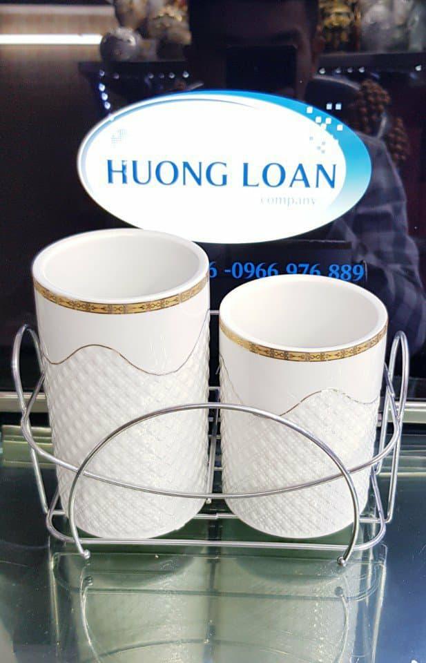 Ống đũa sứ đôi kèm giá