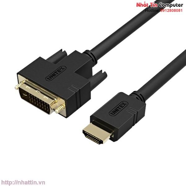 Cáp hdmi to dvi 24+1 - 10m unitek y-c222 chính hãng