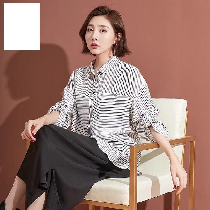 TK495N-SƠ MI KẺ SỌC TAY DÀI S-6XL
