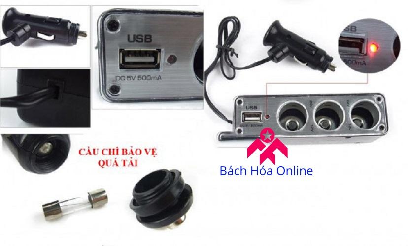 Bộ chia 3 cổng tẩu trên ô tô